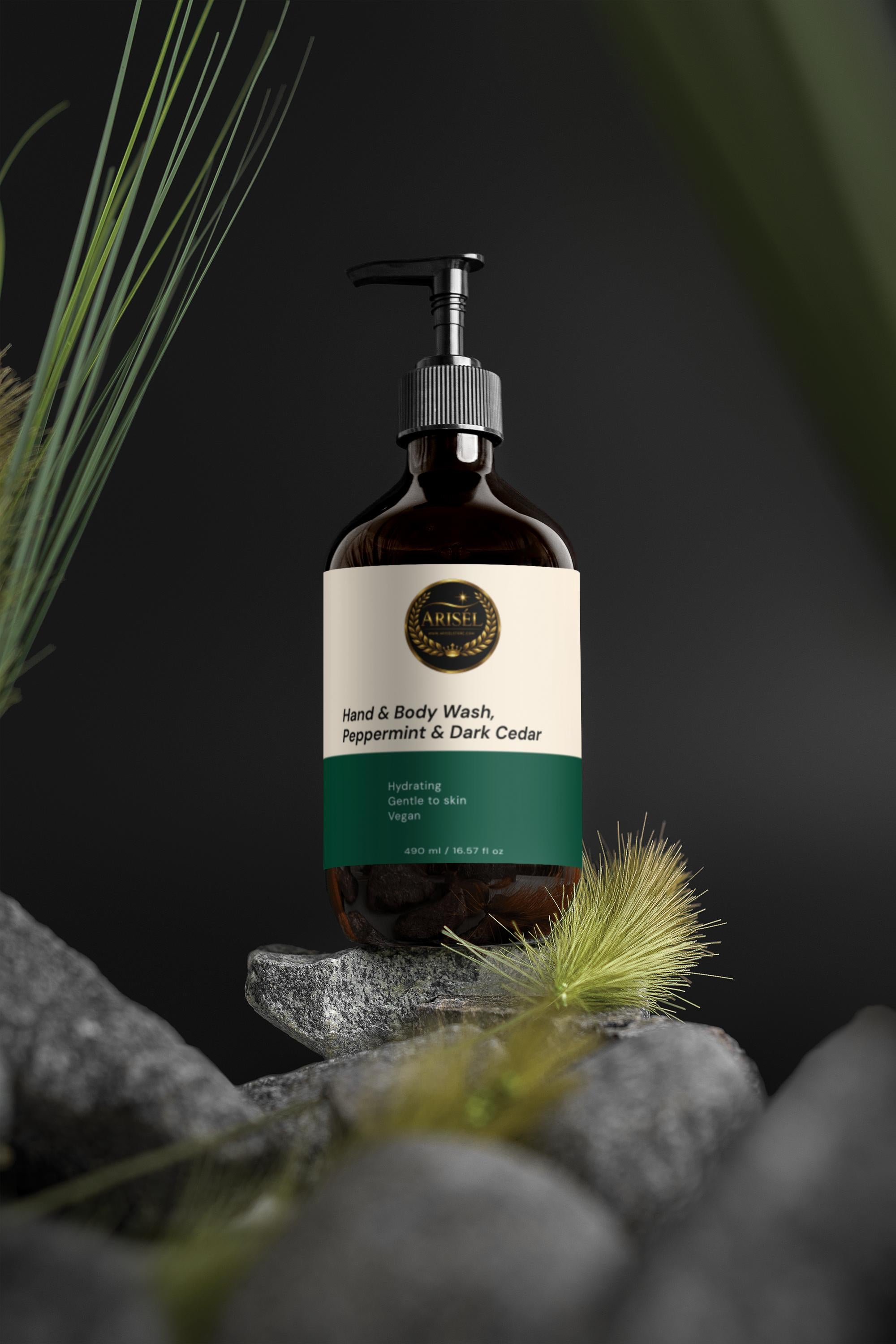 Hand & Body Wash, Peppermint & Dark Cedar