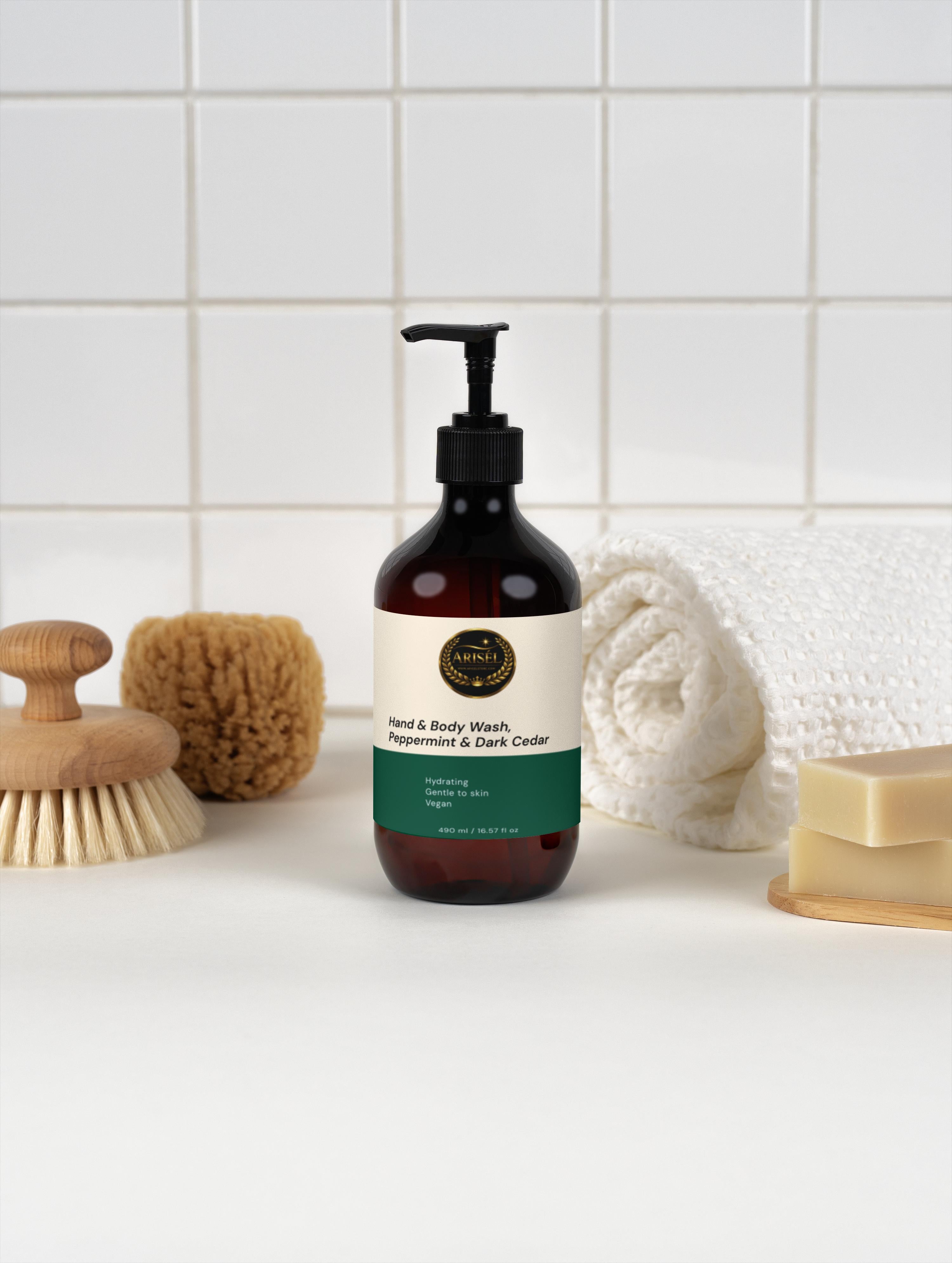Hand & Body Wash, Peppermint & Dark Cedar